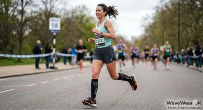 WaveWear compression socks for marathon running laid out with race-day kit