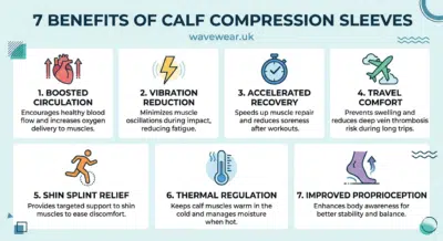 7 benefits of calf compression sleeves infographic