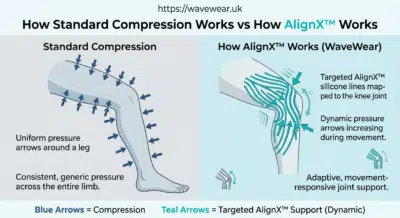 Standard compression vs WaveWear AlignX technology - joint support comparison UK